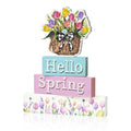 Smile Spring Wooden Indoor Decoration, Hello Spring, Floral Basket Wood Signs, Rustic Farmhouse Flowers Home Table Decor, Retro Centerpiece for Tiered Tray - style: Floral