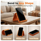 Silicone Phone Stand with Aluminum, Foldable Multi-Angle Adjustable Holder, Anti-Slip Desktop Stand for Phone Tablet Laptop, Portable Roll-Up Stand for Travel & Office (Black#2) - color: Black#2