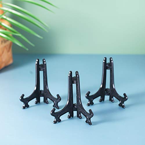 Artliving 4" Black Plastic Stand Cookie Holder Display Stand Place Card Holder Display Easels at Weddings, Birthday Party(24 Pack) - color: Black, size: 4inch(24piece)