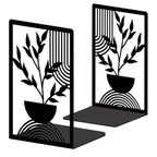 Peacoblue Metal Bookends for Shelves, Modern Decorative Heavy Duty Study Book Ends Stoppers for Office, Desk, Shelf, Room 5.3"x4.3"x7.9" Cast Iron Simple Tall Bookends 1 Pair (Bohemian Leaves) - style: Bohemian Leaves