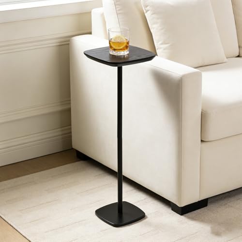 Pedestal Side Table, Small Drink Tables Pedestal Stand, Black Square Mini End Table, Cocktail Martini Coffee Tables, Tiny Side Table for Living Room,Small Spaces,Sofa,Couch - color: Black