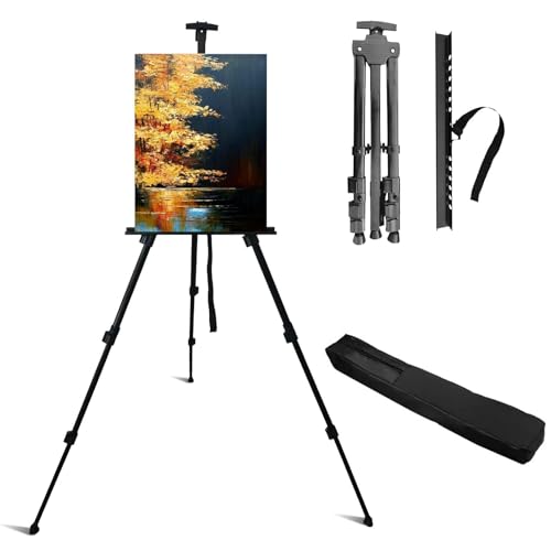 RRFTOK Easel Stand for Sign and Painting: Art Portable Adjustable Metal Tripod Easels for Display Height from 17 to 66 Inch -Canvas Stand for Table-Top/Floor Paint - Gifts for Teens Art Supplies - style: 66BC 1-pack