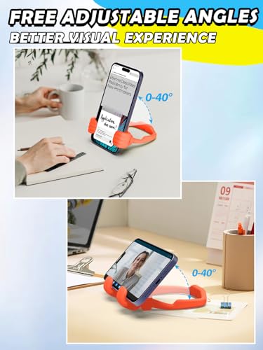 Valentines Gifts for Teens Boys Girls Cell Phone Stand: Upgrade Adjustable 1 Pack Thumbs Up Lazy Phone Holder for Desk Fun Birthday Gifts for Grandma Adults Husband from Wife - color: Orange Red