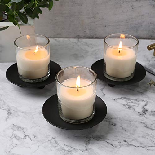 Decorative Iron Plate Candle Holder, Black, Set of 3,Candle Stand for LED & Wax Candles - color: Black