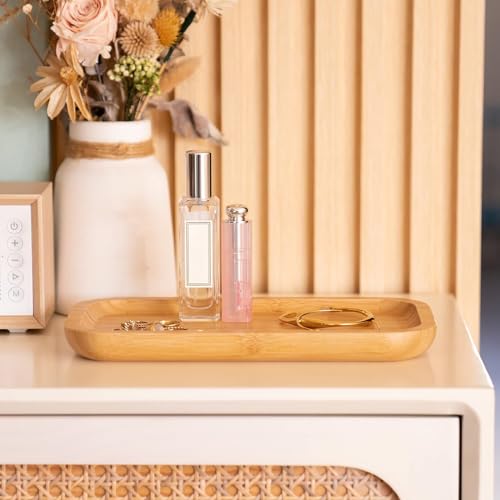 Bamboo Vanity Tray, Bathroom Counter Tray, Toilet Tank Top Tray for Organizing and Decor Display, 11.8 x 5.1 x 0.8 inch - size: 11.8" x 5.1" x 0.8"