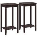 Yaheetech Side Table Set of 2, Wooden End Tables with Storage Shelf and Solid Wood Legs, 29in High Telephone Table Narrow Sofa Side Tables for Living Room/Small Spaces/Hallway/Study, Dark Coffee - style: Double
