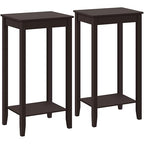Yaheetech Side Table Set of 2, Wooden End Tables with Storage Shelf and Solid Wood Legs, 29in High Telephone Table Narrow Sofa Side Tables for Living Room/Small Spaces/Hallway/Study, Dark Coffee - style: Double