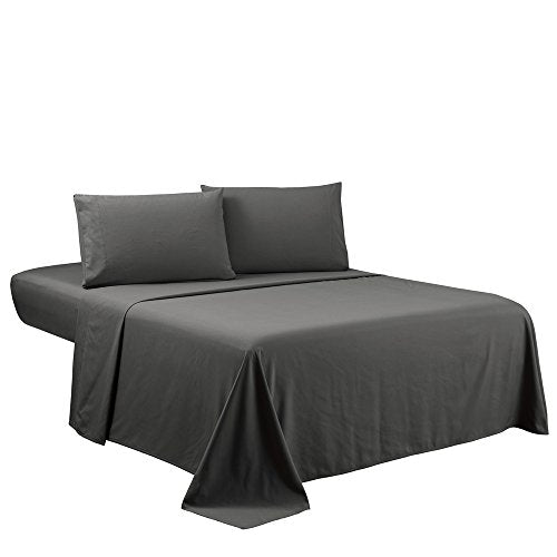 Sfoothome 4-Piece Bed Linen Set, Queen, Deep Gray, 1800 Series, Wrinkle & Fade Resistant, Deep Pocket, Luxury Brushed Microfiber Bed Sheets Set - color: Deep Gray-4 Pieces, size: Queen