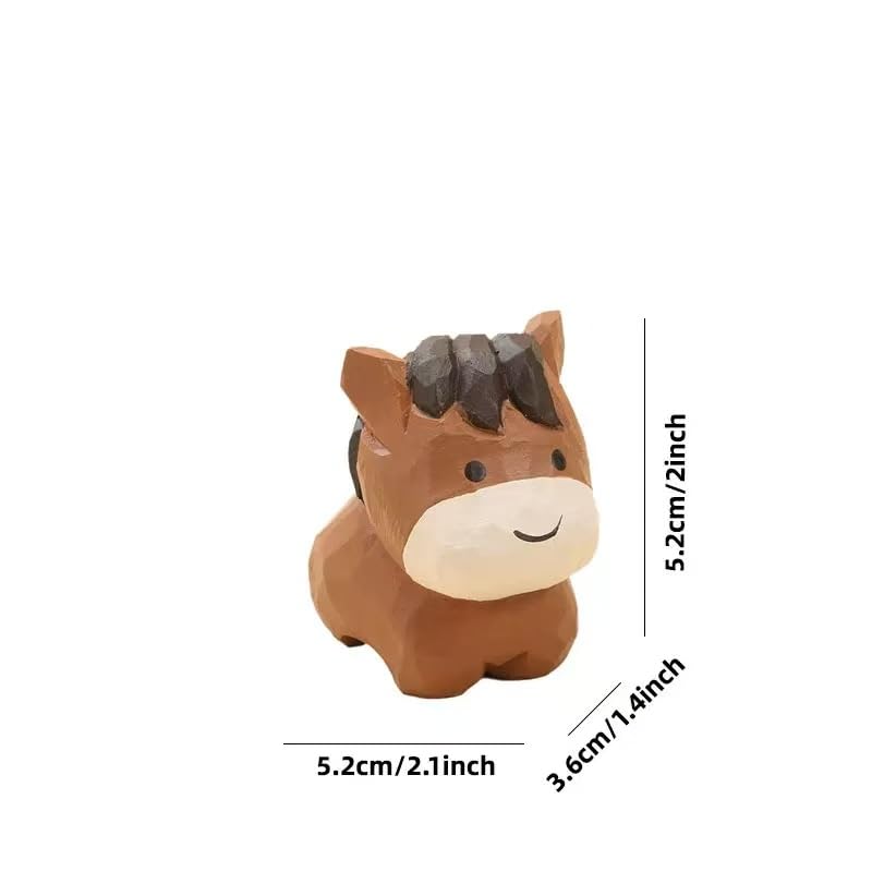 Hand Carved Small Horse Figurines Craft, Wooden Horse Figurine with Base, Cute Desktop Decor, Wooden Animal Statue Home Decor, Gifts for Family Classmates Teachers - color: Decor-horse