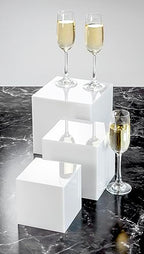 Red Co. Set of 3 Glossy White Acrylic Cube Display Nesting Riser Stands with Hollow Bottoms - color: White, size: 4",5",6" - 1 pack