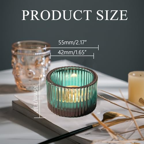 2 Pcs Tealight Candle Holder,Votive Candle Holders Glass Candle Holders Tea Lights Candle Holder for Table Centerpiece Decor Party&Home,Wedding Deco (Blue) - color: Blue