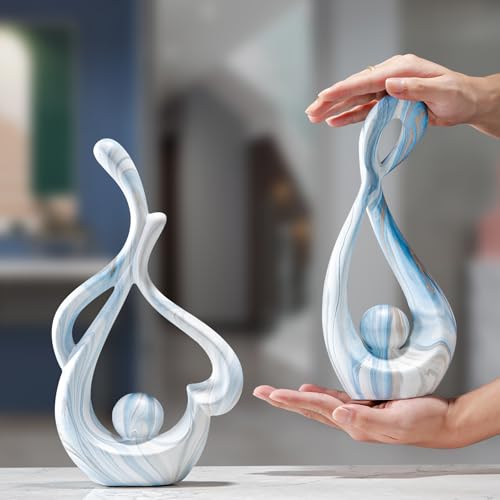 Blue Table Decor Sculptures Home Decor, Ceramic Statue Living Room Decoration, Abstract Art Sculpture Table Centerpieces, Modern Shelf Entryway Coffee Table Decor - color: Blue Marble 2