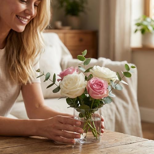 16 Pcs Glass Cylinder Bud Vases for Centerpieces, Birthday Party Wedding Centerpiece Table Decorations, 4 Inch Small Cylinder Living Bud Vases in Bulk for Flowers Pillar Candles Floating Candles - size: 4*3.2*3.2inch