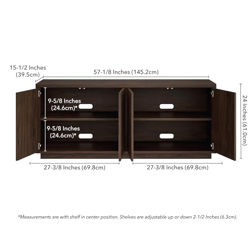 Henn&Hart Fluted TV Stand for TVs up to 65" with 2 Concealed Ribbed Storage Cabinets and Adjustable Shelves for Living Room, Family Room, or Office, Rich Brown - color: Rich Brown, size: 57" TV Stand