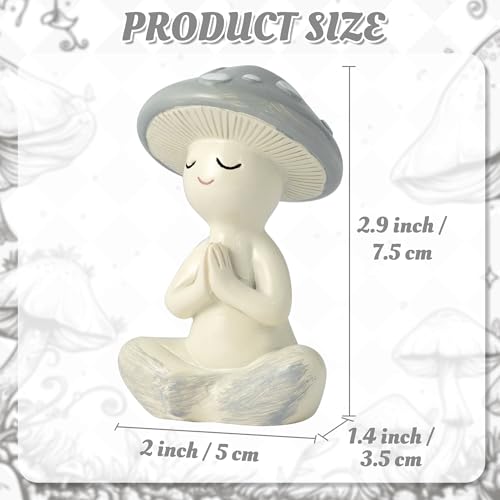 Meditation Mushroom Resin Statue - Cute Meditation Mushroom Statue for Desk Living Room Resin Figurine for Home Patio Office Decoration Cute Plant Statues for Tabletop Garden Backyard Decor - style: Meditation Mushroom B