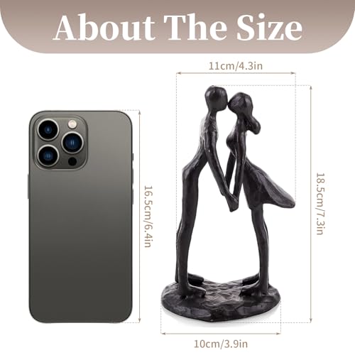 Sziqiqi Anniversary Wedding Gift for Couple: Iron Gifts for 6th Anniversary for Her Him Women - Cast Iron Couple Sculpture Present for Wedding Day Engagement Christmas Bithday Valentines - style: Couple Kiss