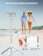 71" Cell Phone Selfie Stick Tripod, Smartphone Tripod Stand with Remote, Extendable Travel Phone Selfie Stick Compatible with iPhone 17/16/15/14/13 Pro Max Gopro Android DJI (White) - color: White, size: A-[70.86Inch＆Reinforced Stability]