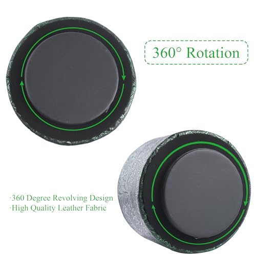 lizimandu Round Leather Art Supply Organizer,Remote Control Holder,360 Degree Spinning,Multi-Functional Pencil Holder,4 Compartments Desktop Stationary Organizer(1-Carved Metal Green1) - color: 1-Carved Metal Green1