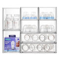 Vtopmart Stackable Storage Drawers Set of 8, Clear Plastic Organizer Bins for Bathroom Supplies,Ideal for Cabinet,Pantry,Laundry Room Organization - style: 4 Small+2 High+2 Wide