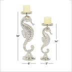 Deco 79 Aluminum Metal Decorative Candle Holder Candle Stand, Set of 2 Candlestick Holder 18", 14"H, Silver