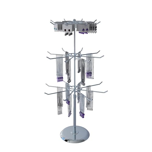 3 Tier Jewelry Towers with 8 Hooks Adjustable Height Rotating Keychain Earring Necklace Stand Display Rack for Retail - size: Length-Incremental Style - 24 hooks