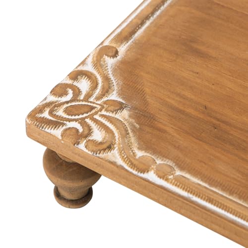 NIKKY HOME Farmhouse Risers Display Stands, Rustic Wood Pedestal Decorative Tray, Centerpiece Decor for Coffee Bar Table, Kitchen Counter, Dining Room