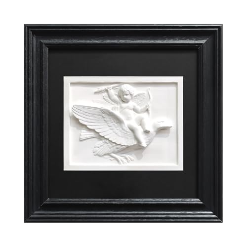 FOLKOR LIFE Cherub Angels Framed Wall Art Sculpture for Modern Classical Decor, Black and White Wall Decor Greek Mythology Cupid God of Love Classic Figurine for Room Decor, Gift for Anniversary - color: Cupid Statue SY01