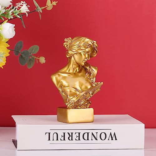 LCCCK 6" H Gold Aphrodite Statue Sculpture, Resin Greek Mythology Bust Statue, for Coquette Room Decor, Dark Academia Room Decor, Bookshelves, Shelves, Partition, Coffee Table Centerpiece - color: Gold, size: Small