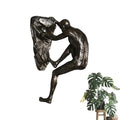 Climbing Man Wall Sculpture – Resin Decor Figure, Modern Art Accent, Black Home Ornament | Unique 3D Hanging Statue Piece, Artistic Abstract Wall Decoration Setup Living Room Bedroom Workplace Design - size: Trumpet Hands Climbing, style: Silver