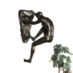 Climbing Man Wall Sculpture – Resin Decor Figure, Modern Art Accent, Black Home Ornament | Unique 3D Hanging Statue Piece, Artistic Abstract Wall Decoration Setup Living Room Bedroom Workplace Design - size: Trumpet Hands Climbing, style: Silver