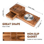 Scotte Ashtray Coaster Whiskey Glass Tray & Wooden Ash Tray with Cigar Cutter,Include Drawer and Cigar Slot Home Office Outdoor Great Cigar Accessories for Men - color: Brown