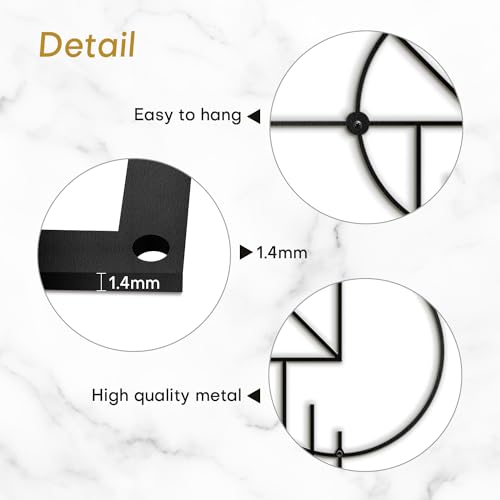 SIGNLEADER Metal Wall Decor Rectangle Circle Linear Minimalist Modern Luxury Wall Sculpture Hangings 3D Statue Home Decoration for Living Room, Bedroom, Bathroom, Kitchen, Fireplace, Office - 18" Black - color: Gry12-2405-m12, size: 18" Black