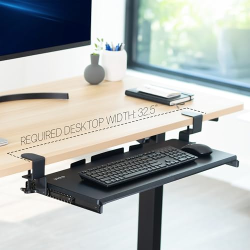 VIVO Large Keyboard Tray Under Desk Pull Out with Extra Sturdy C Clamp Mount System, 27 (33 Including Clamps) x 11 Inch Slide-Out Platform Computer Drawer for Typing, Black, MOUNT-KB05E - color: Black, size: 27 inch
