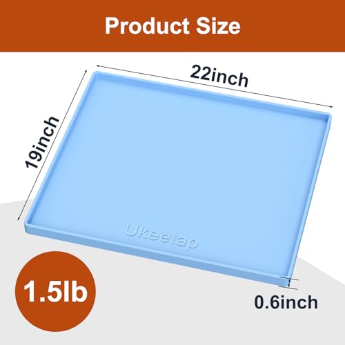 ukeetap Extra Thick Silicone Mat Waterproof with Raised Edge 22" x 19", Under Sink Mat for Kitchen & Bathroom, Kitchen Cabinet Liner, Multi-Purpose for Storage & Protection, Blue - color: Blue, size: 22" x 19"