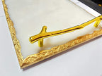 White and Gold Marble Tray (11.7X7.8X1.5 Inch, 4lbs) Luxury Display in Home and Kitchen for Table Handmade, Luxury Tray (White, Gold) - color: Gold,golden,white