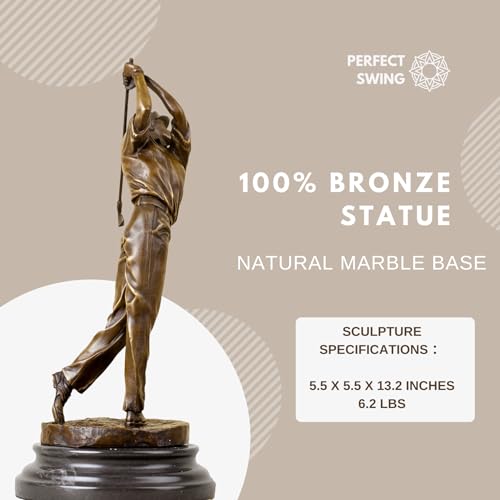 13.2" Bronze Golfer Statue, Golf Figurines Bronze Statues and Sculptures Handmade Art Collectible for Home Office Decor - size: 13.2" Man