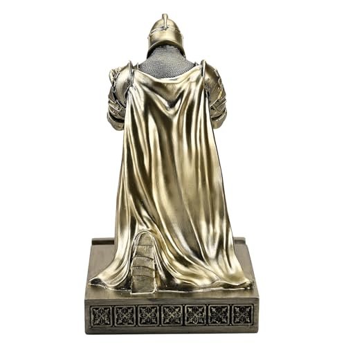 King's Guard Leader Cloak Warrior Knight Pen Holder Mobile Phone Stand, Ornament Knight Statue, Pen Stand Paperweight for Office and Home (Bronze) - color: Bronze