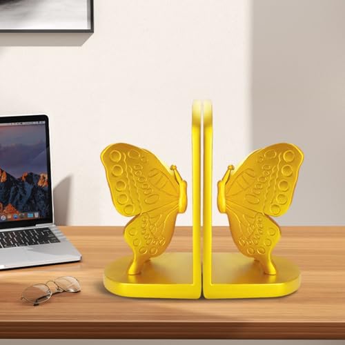 Butterfly Decorative Booknds,Resin Book Ends for Shelves,Gold Heavy Duty Resin Book Stopper for Books,Decorative Book Ends for Shelves,Decor for Desk Home Office.