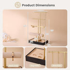 Lolalet Jewelry Holder Tree with Velvet Tray, 4 Tiers Necklace Display Stand Rack with Ring Slots Organizer for Earrings Bracelets Bangles Ring, Valentine's Day Gift -Black - color: Black