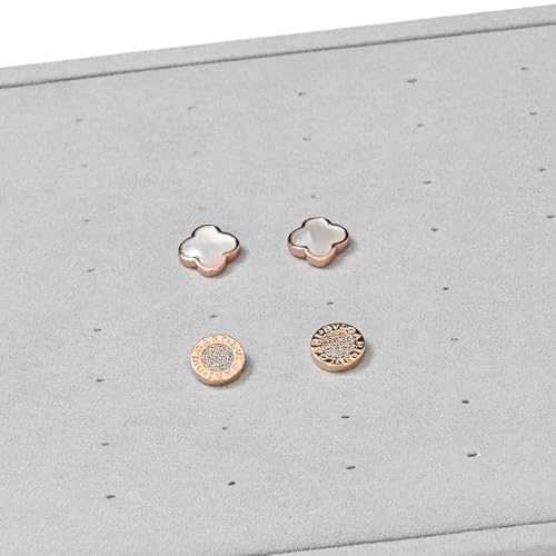 Microfiber Jewelry Stud Earring Tray Display Tray Earring Display Organizer Tray(Gray) - size: 5.52" x 5.51" x 0.78"