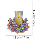 DIY Diamond Art Painting Candlestick Holders 5.71in Mandala Flower Shape Desk Candle Tray Tabletop Ornaments for Wedding Ramadan Party Home Table Centerpiece-Mandala04 - color: Mandala04