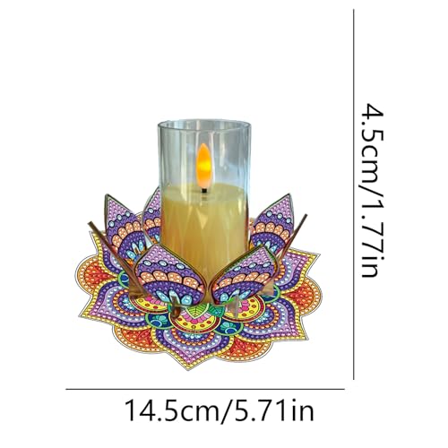 DIY Diamond Art Painting Candlestick Holders 5.71in Mandala Flower Shape Desk Candle Tray Tabletop Ornaments for Wedding Ramadan Party Home Table Centerpiece-Mandala04 - color: Mandala04