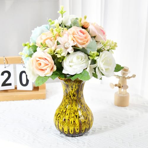 Ceramic Vase, Modern Small Yellow Vases for Home Decor, Elegant Flower Vase Centerpiece for Tables, Office Desk, Room Decor, Fit for Housewarming, Wedding, Birthday - color: Yellow