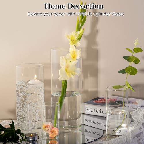 16 PCS Clear Cylinder Vases for Centerpieces | 4, 6, 8,10 Inch Tall Flower Vase for Wedding Decorations, Clear Floating Candle Vases in Bulk, Hurricane Candle Holdersfor Table, Home Décor - color: 16 Pack(4, 6, 8,10 Inch)