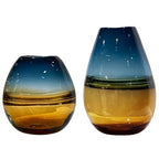 Glass Handmade Decorative Vase Ombre Centerpiece Vase with Yellow Base, Flower Vase for Home Decoration (Tall vase) - size: tall vase