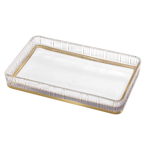 Nicole Miller - Vanity Tray, Glass Countertop Accessories, Dorm Room Essentials (Louise Collection, Clear) - size: 40" x 28" x 5"