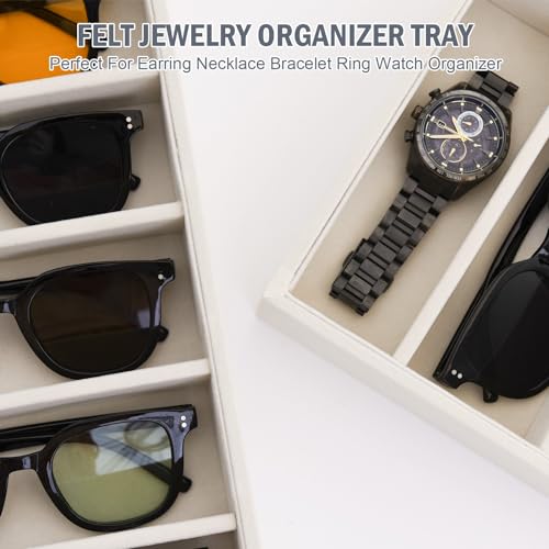 3 Pack Glasses Organizer Tray Sunglasses Drawer Organizer, Glasses Drawer Storage Sunglasses Holder Sunglass Display Velvet Tray for Jewelry Display Watch