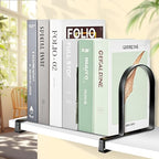 AJART Book Ends for Shelves: Black Heavy Duty Bookends - Metal Clamp Book Organizer Storage Holders (Matte Black) - color: Matte Black