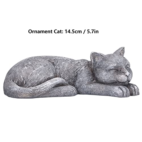 Hapivida Cat Garden Statue, 5.5in Mini Pet Garden Memorial Stone Sleeping Cat Statue Decor Outdoor Resin Realistics Sculptures Gift Grey - size: Grey Cat