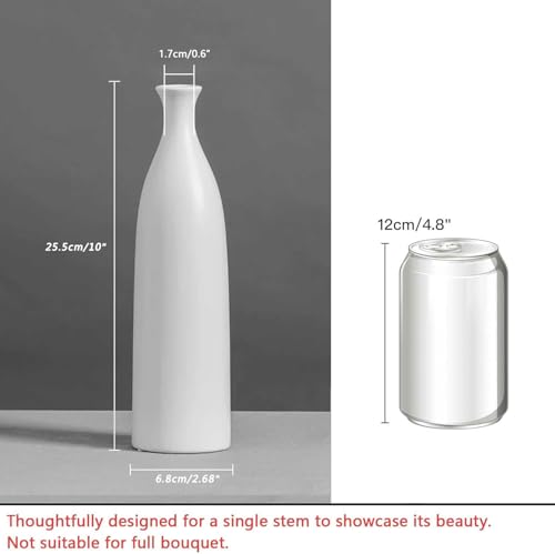 10 Inch Matte White Ceramic Vase, Minimalist Decorative Modern Vase for Pampas Grass, Table, Bookshelf, Mantel, and Entryway Home Decor - color: White, size: Small